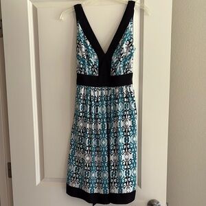 Elegant Black and Teal Patterned Dress